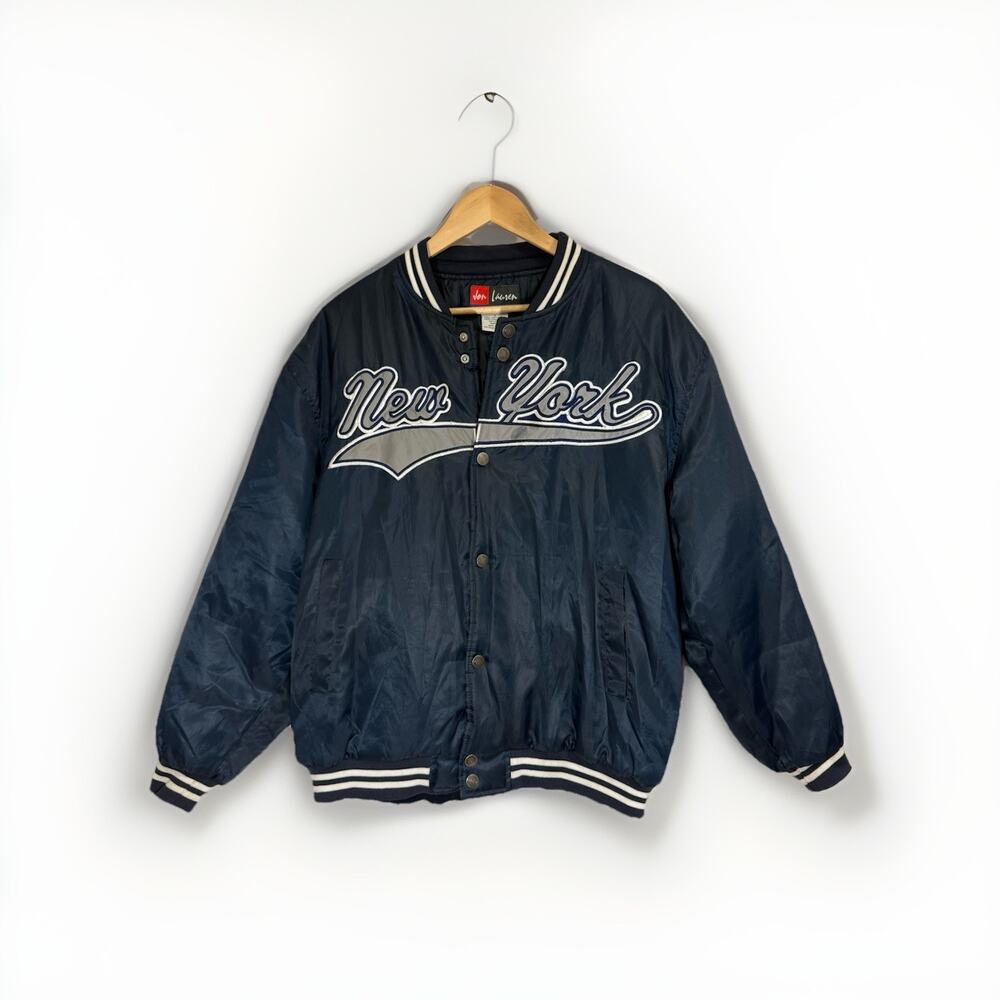 Vintage Jon Lauren New York Bomber Jacket Navy Blue Men’s / Unisex Small
